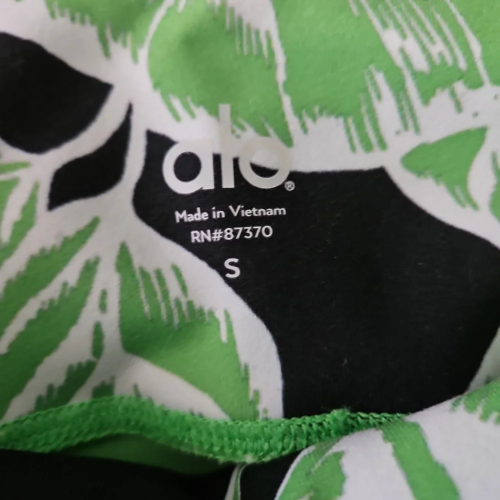 Alo Yoga Goddess Ribbed Leggings Tropical Palm Print NWT Small